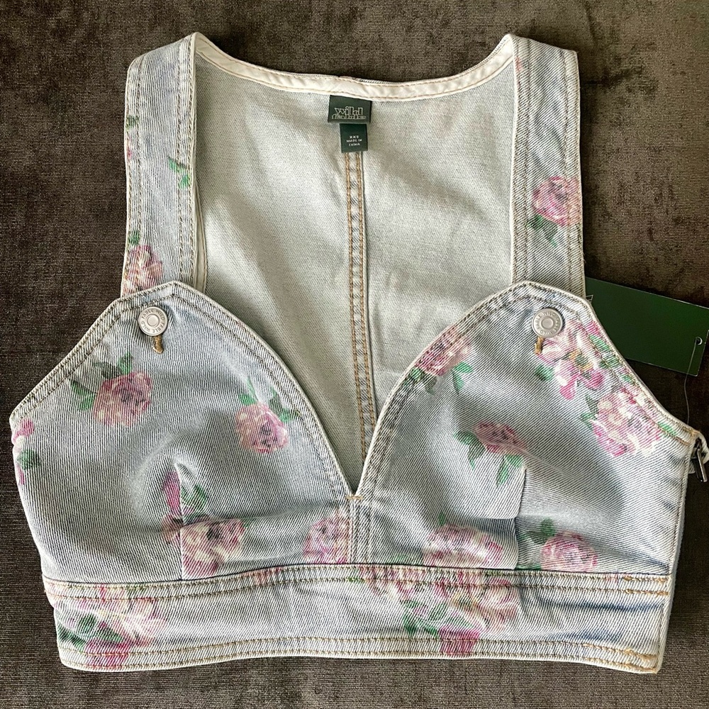 Floral Denim Crop Top